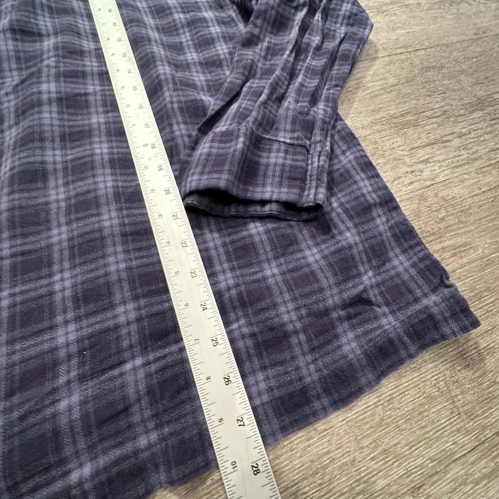 Nordstrom Pajama Top Women M Purple Plaid‎ Cotton Flannel Sleep Shirt Loungewear